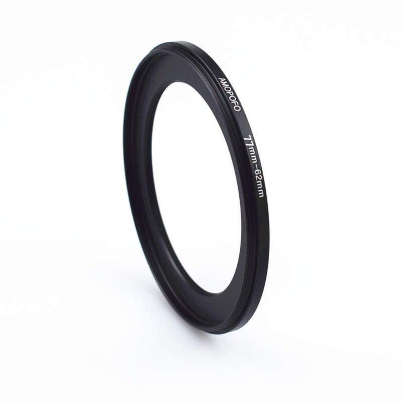 Amopofo 77 to 62mm Metal Ring/77mm to 62mm Step Down Rings Filter Adapter for UV,ND,CPL,Metal Step Down Rings,Compatible with All 77mm Camera Lenses & 62mm Accessories - Image 1